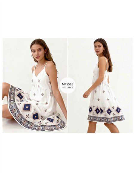 Vestido boho bordado de tirantes
