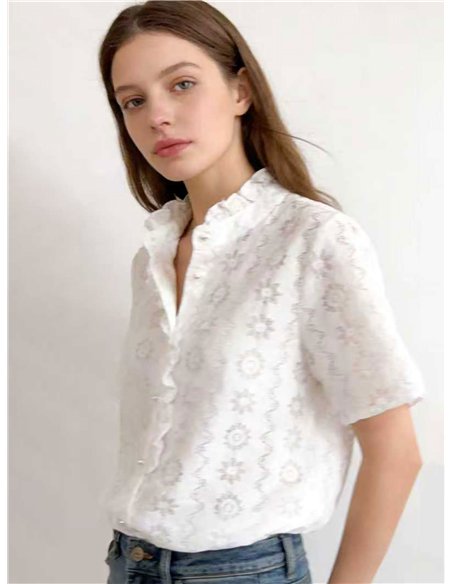 Chemisier en dentelle à volants