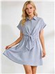 Vestido camisero de rayas con lazada