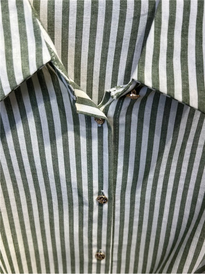 Vestido camisero de rayas con lazada