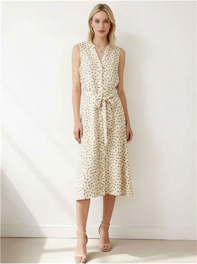 Vestido midi de lunares sin mangas