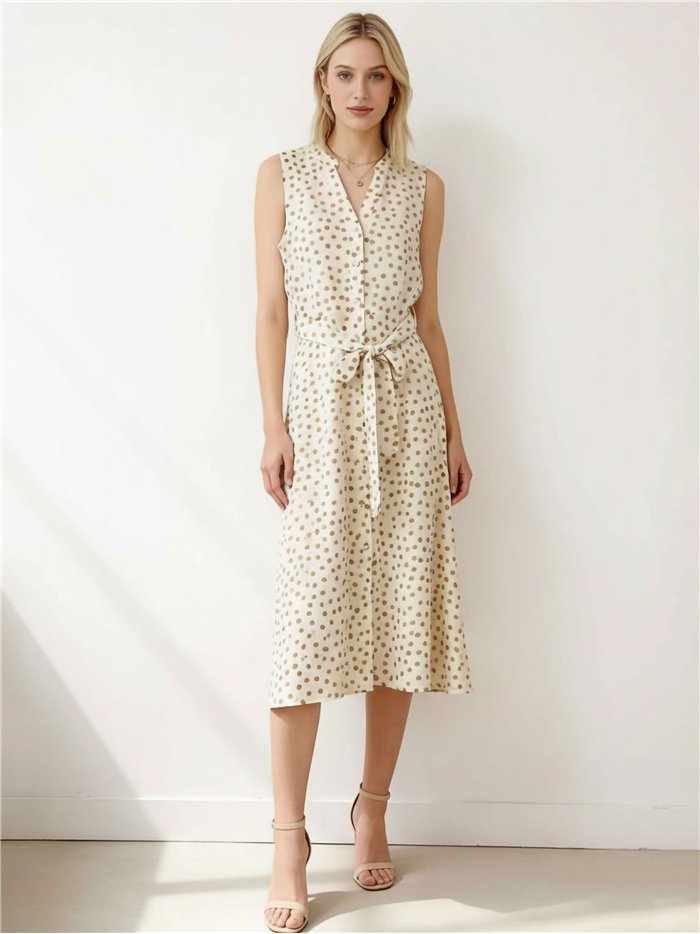 Vestido midi de lunares sin mangas