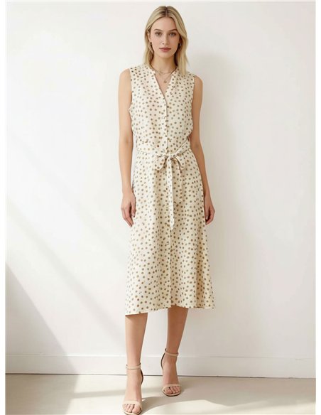 Vestido midi de lunares sin mangas