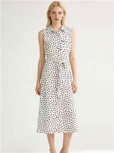 Vestido camisero de lunares sin mangas