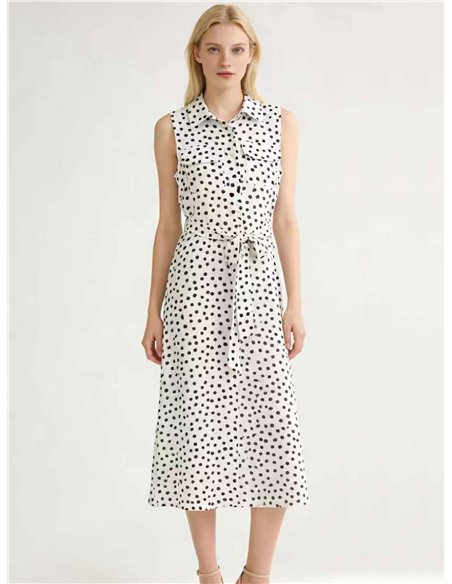 Vestido camisero de lunares sin mangas