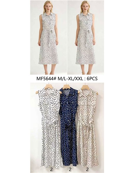 Vestido camisero de lunares sin mangas