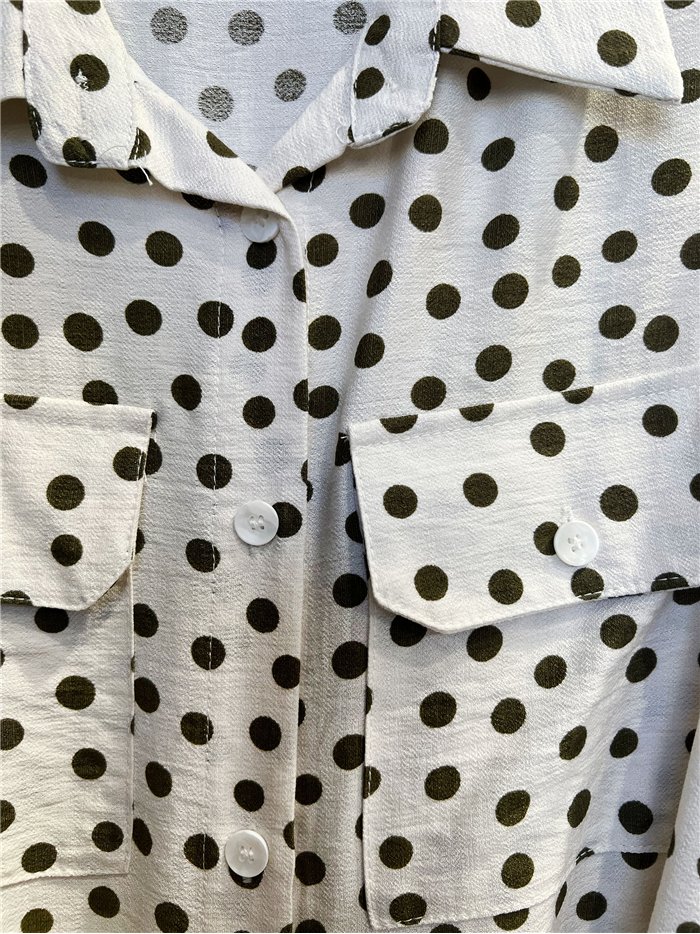 Vestido camisero de lunares sin mangas