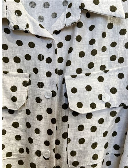 Vestido camisero de lunares sin mangas