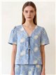 Bluse mit Blumenstickerei und Schleifen