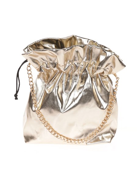 Bolso bombonera metalizado con cadena