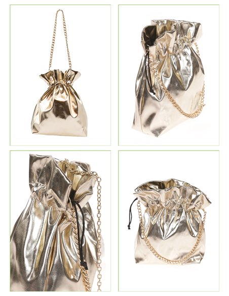 Bolso bombonera metalizado con cadena
