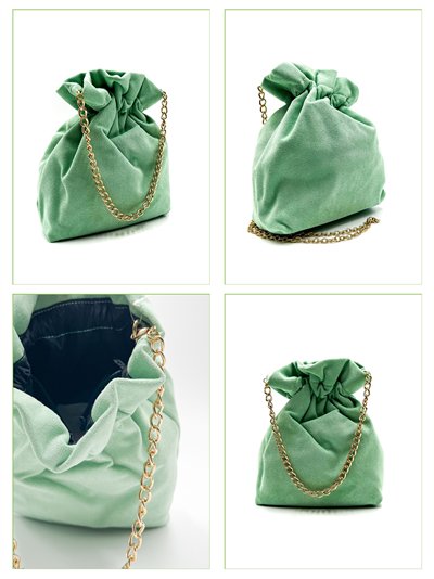 Bolso bombonera efecto ante con cadena 2