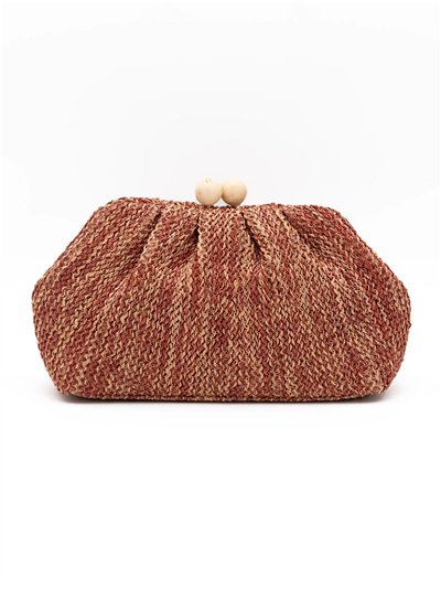 Cartera de fiesta trenzada con cierre de bolas