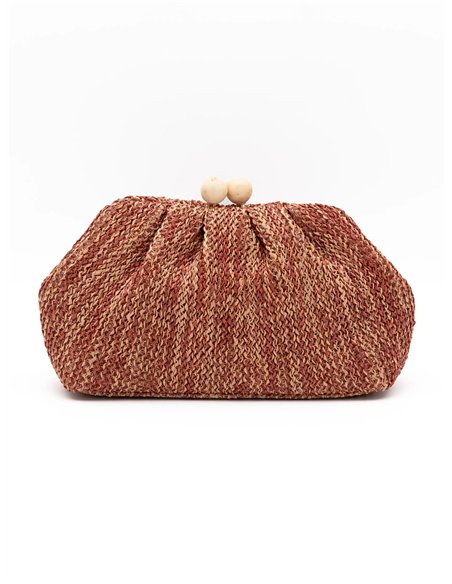 Cartera de fiesta trenzada con cierre de bolas