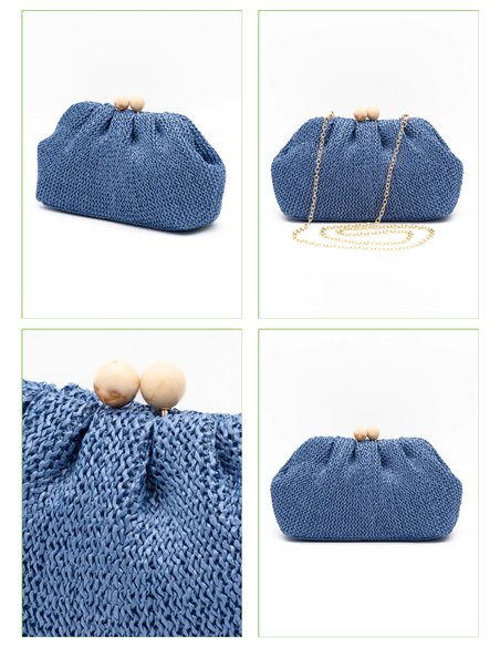 Cartera de fiesta trenzada con cierre de bolas