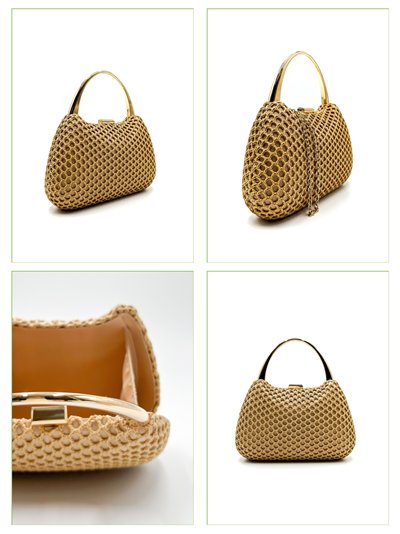 Bolso de fiesta de rejilla con asa rígida 2