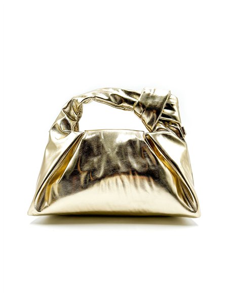 Bolso de fiesta metalizado con asa anudada