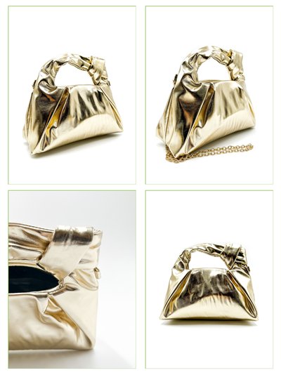 Bolso de fiesta metalizado con asa anudada 2