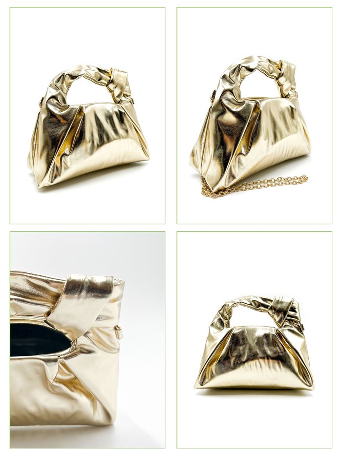 Bolso de fiesta metalizado con asa anudada