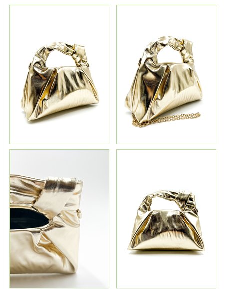 Bolso de fiesta metalizado con asa anudada