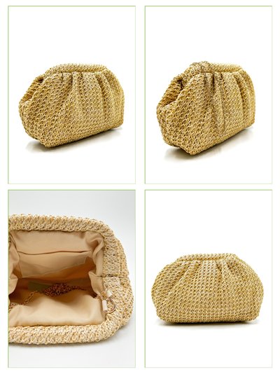 Cartera de fiesta rafia fruncida 2