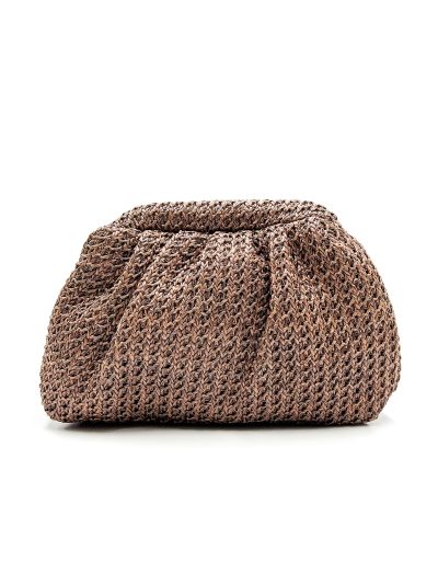 Ruched raffia evening clutch 2