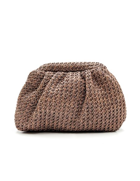 Ruched raffia evening clutch