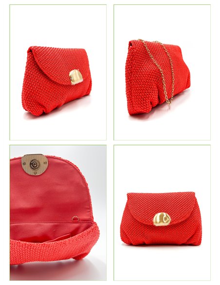 Cartera de fiesta rafia con cierre efecto metálico