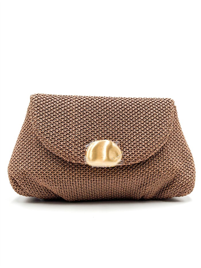 Cartera de fiesta rafia con cierre efecto metálico