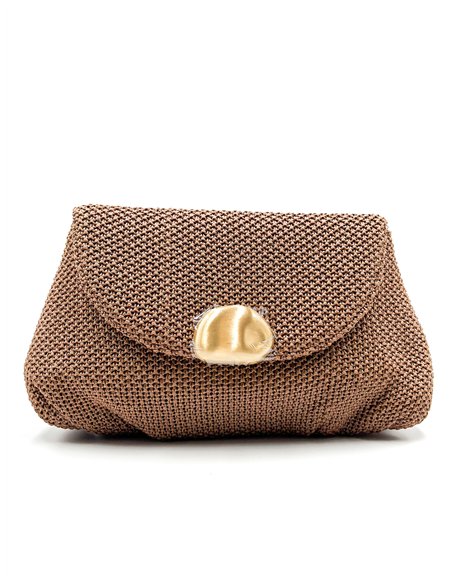 Cartera de fiesta rafia con cierre efecto metálico