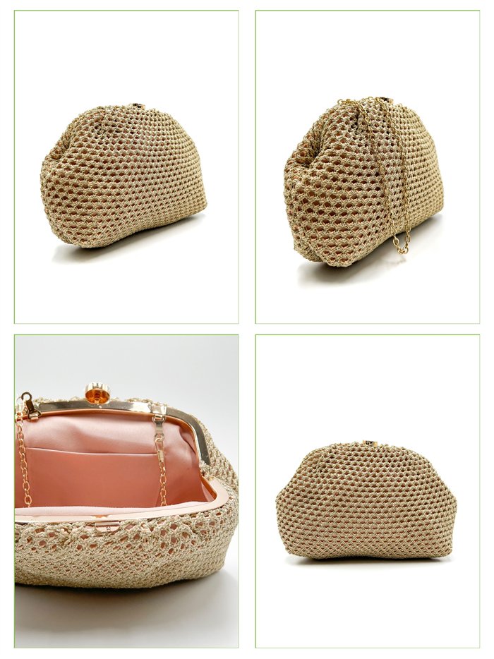 Cartera de fiesta de rejilla metalizada