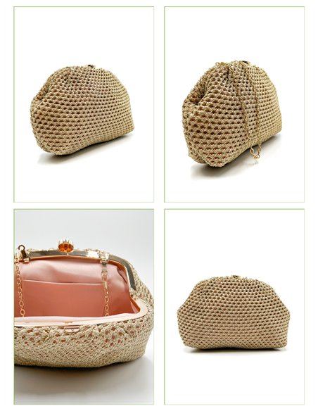 Cartera de fiesta de rejilla metalizada