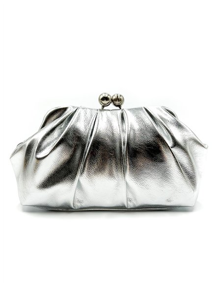 Cartera de fiesta metalizada con fruncido