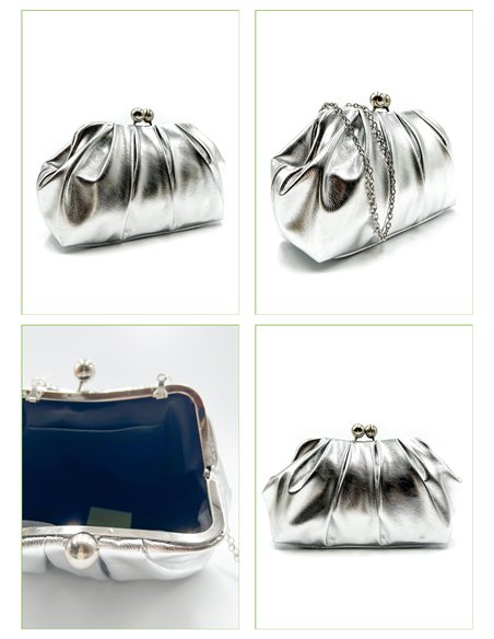 Cartera de fiesta metalizada con fruncido