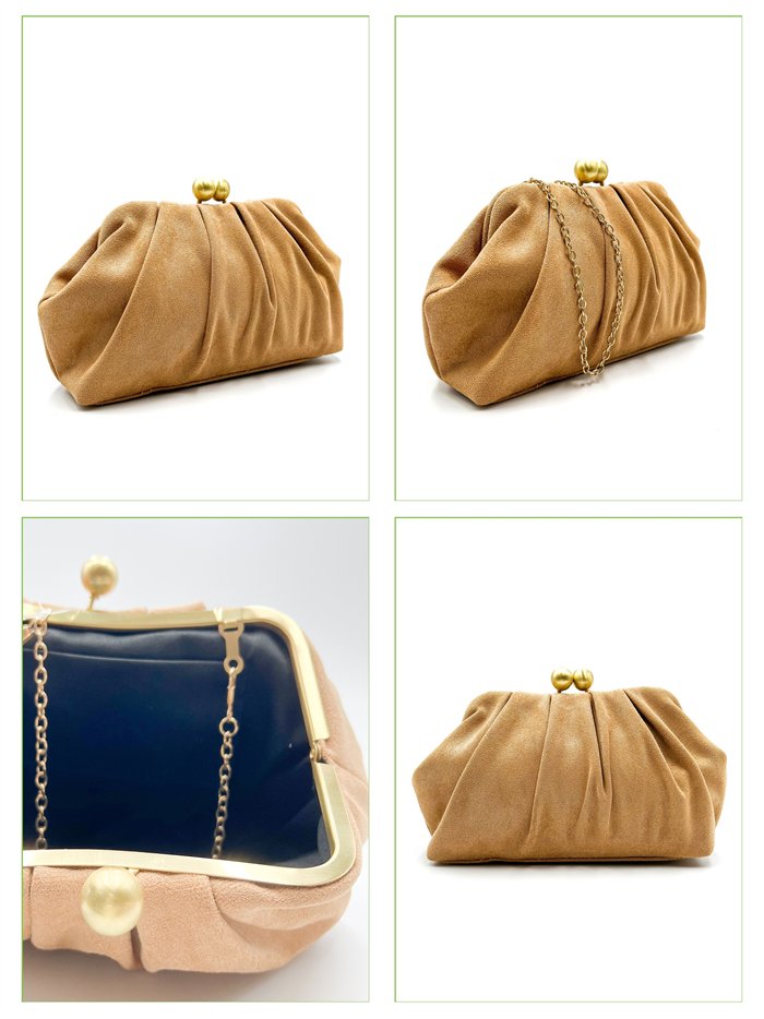 Cartera de fiesta efecto ante con fruncido