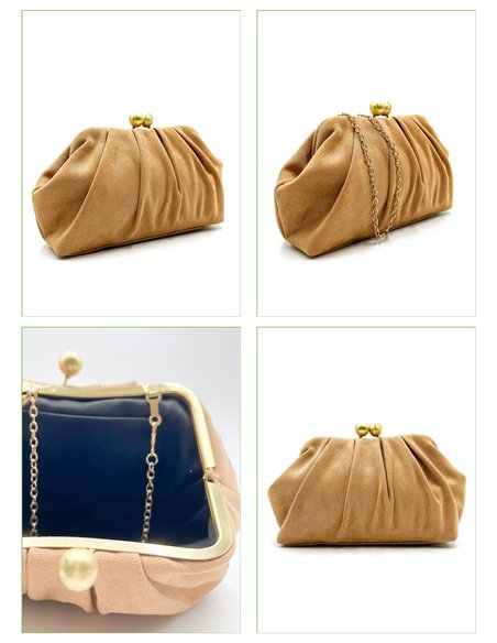 Cartera de fiesta efecto ante con fruncido