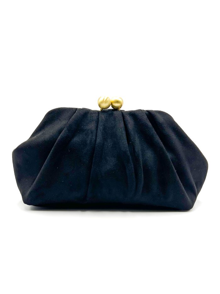 Pochette da festa effetto scamosciato con arricciature