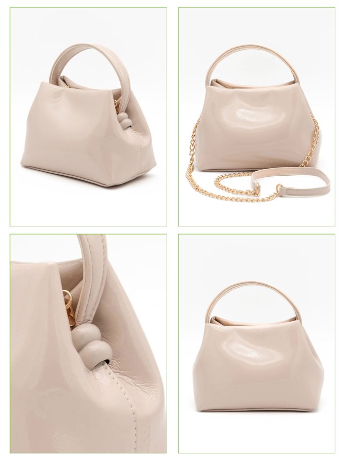 Partytasche aus Lackleder mit rundem Henkel