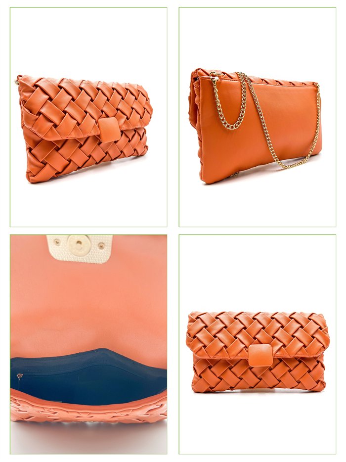 Bolso de fiesta trenzado con solapa