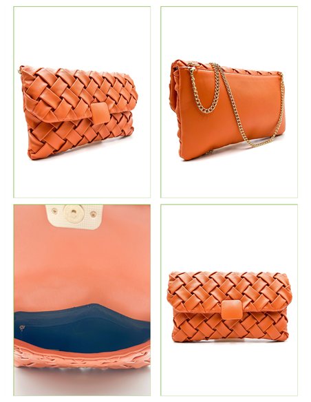 Bolso de fiesta trenzado con solapa