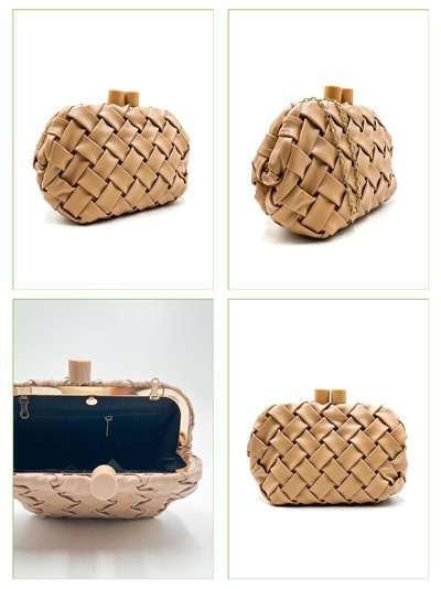 Cartera de fiesta trenzada con cierre cilíndrico 2