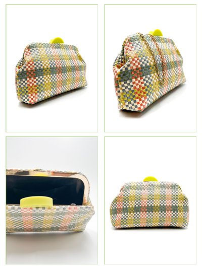 Cartera de fiesta rafia cuadros 2