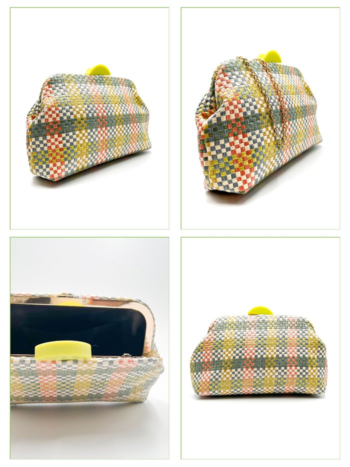 Cartera de fiesta rafia cuadros