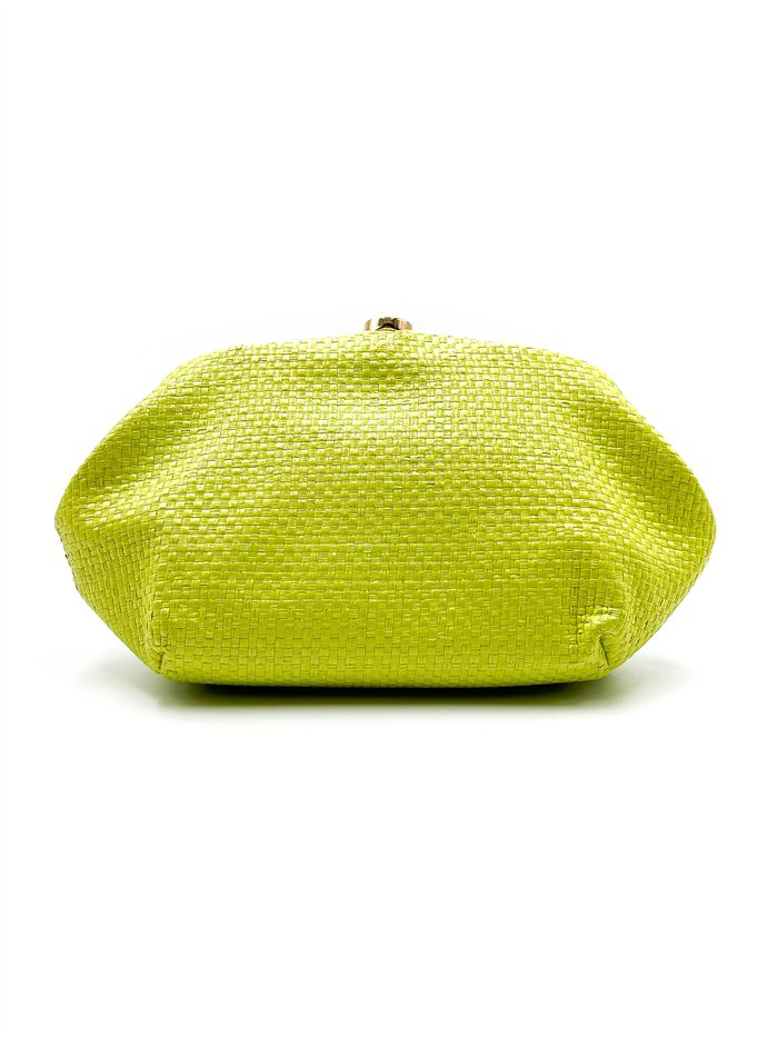 Cartera de fiesta rafia con cierre redondo