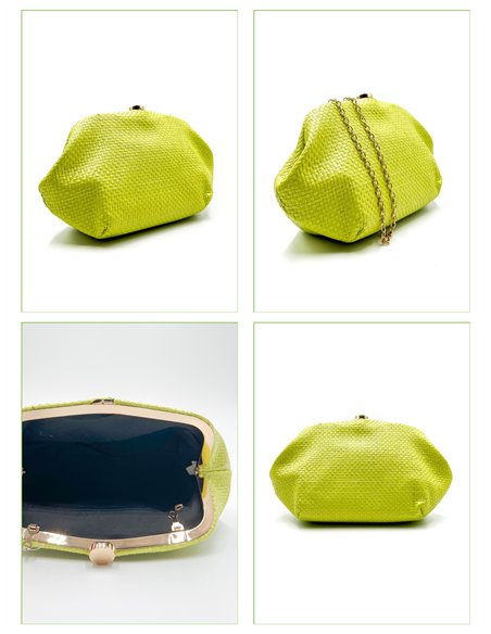 Cartera de fiesta rafia con cierre redondo