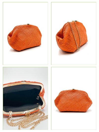 Cartera de fiesta rafia con cierre redondo 2