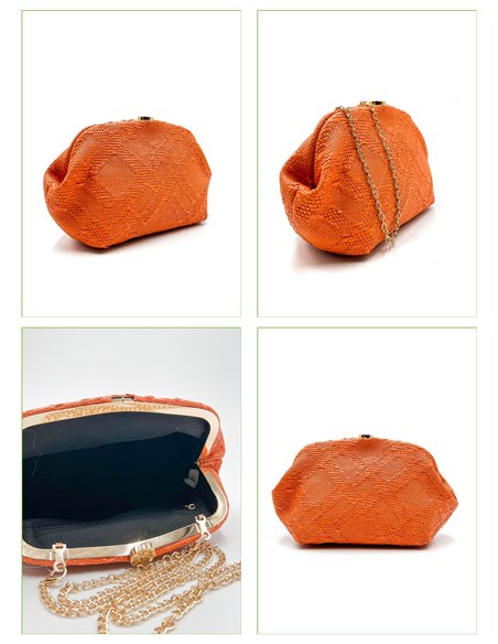 Cartera de fiesta rafia con cierre redondo