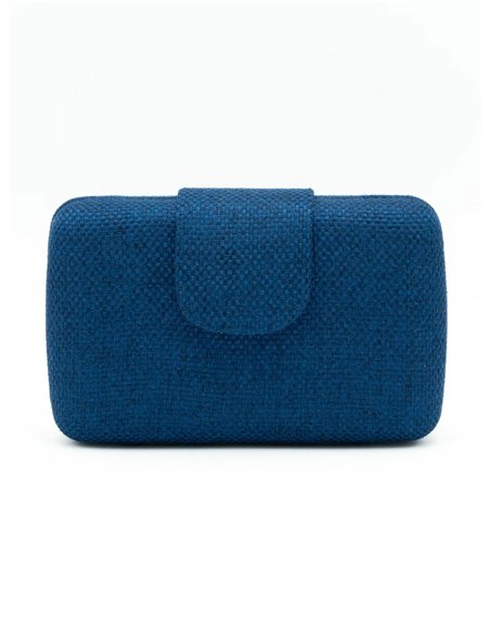 Raffia hardcase clutch with flap