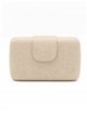 Raffia hardcase clutch with flap