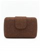 Raffia hardcase clutch with flap